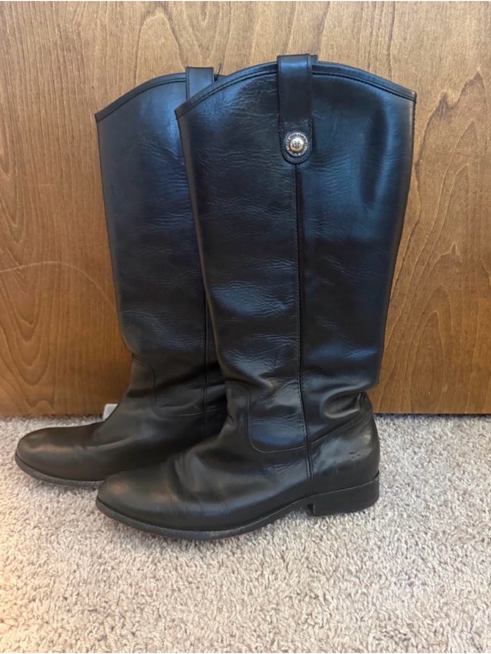 Frye Black Leather Melissa Tall Riding Boots